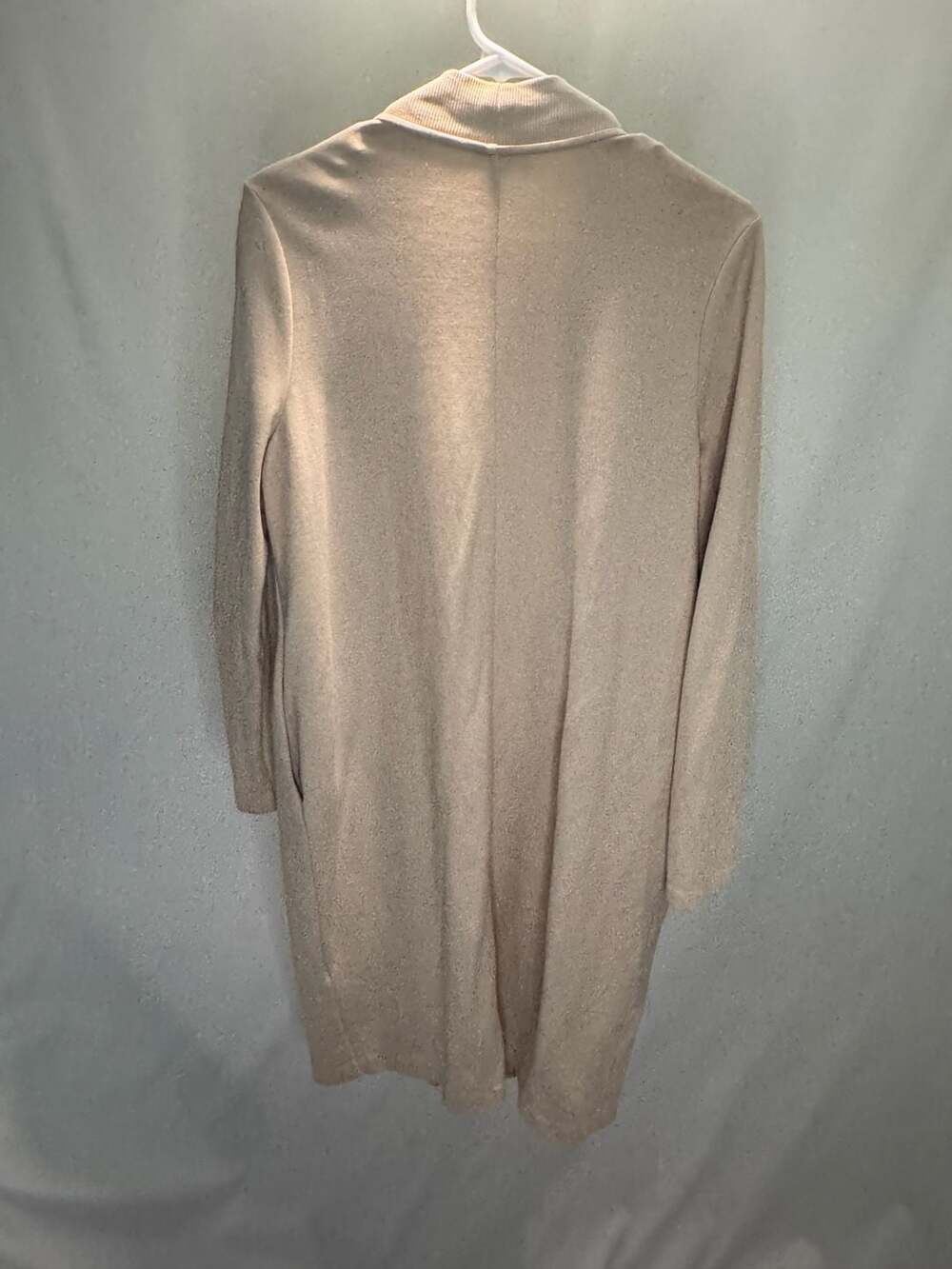 COS Beige Open Longline Cardigan Duster with Ribbed Collar - Picture 2 of 3